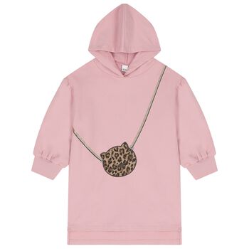 Girls Pink Bag Hooded Dress