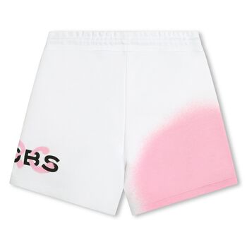 Girls White & Pink Logo Shorts