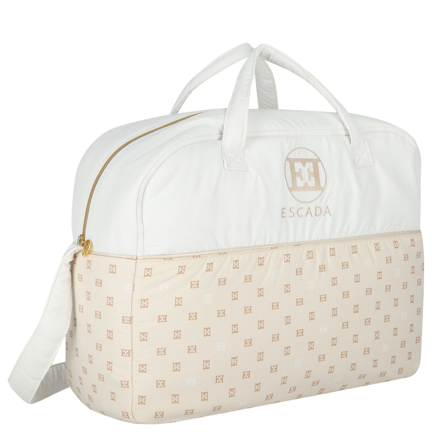 White & Beige Logo Baby Changing Bag ( 42cm ), 1, hi-res