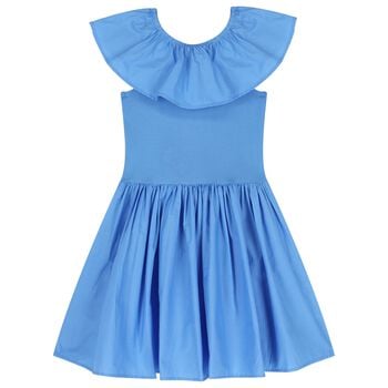Girls Blue Ruffled Dress 