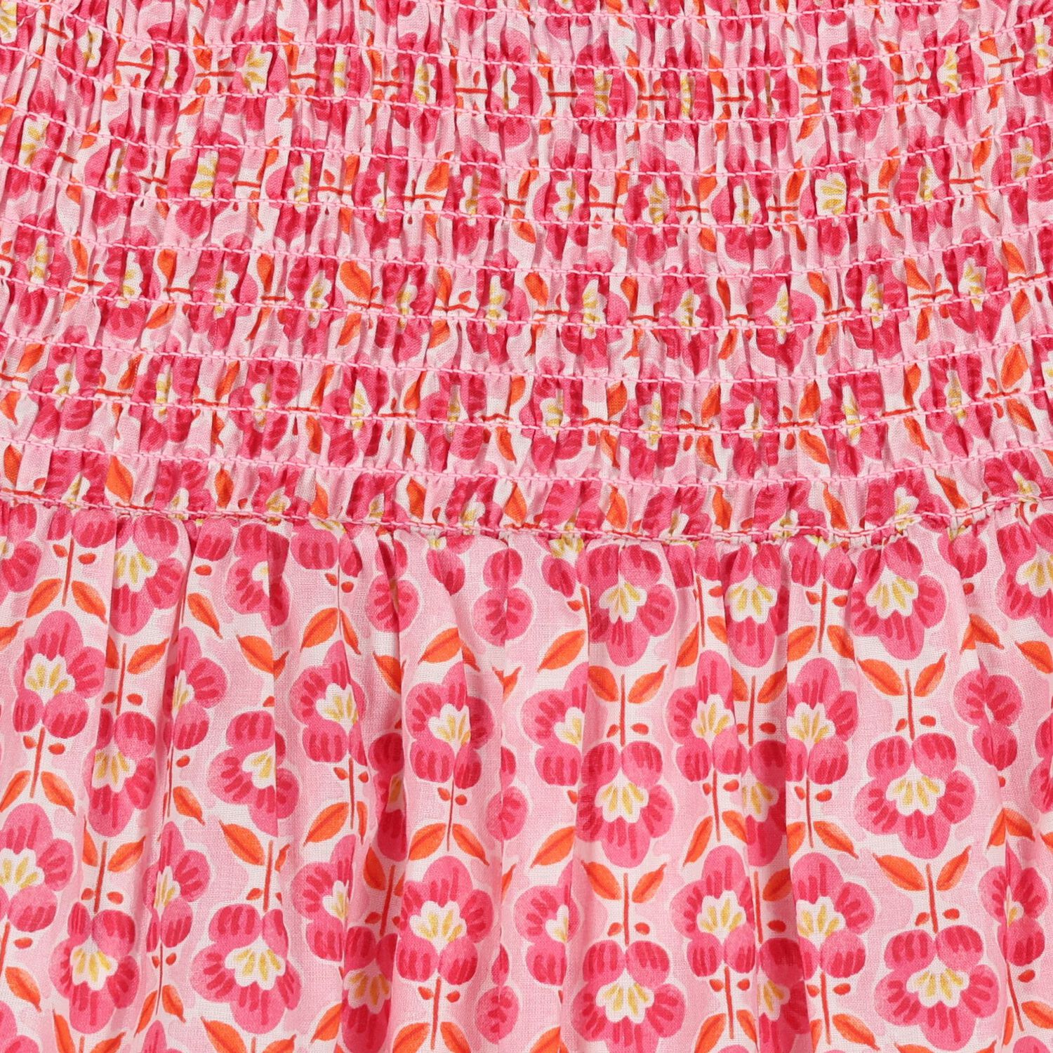 Girls Pink Floral Smocked Dress Set, 2, hi-res