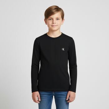 Boys White & Black Logo Long Sleeve Top ( 2 Pack )