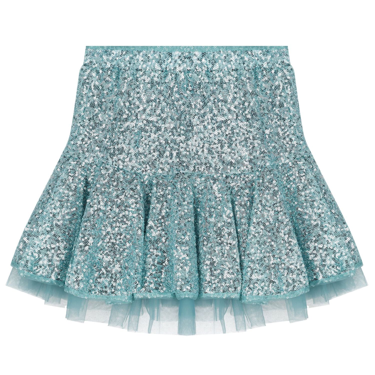 Girls Aqua Embellished Sequin Skirt Set , 1, hi-res