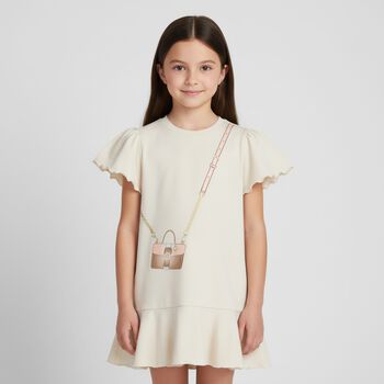 Girls Beige Crossbody Bag Dress