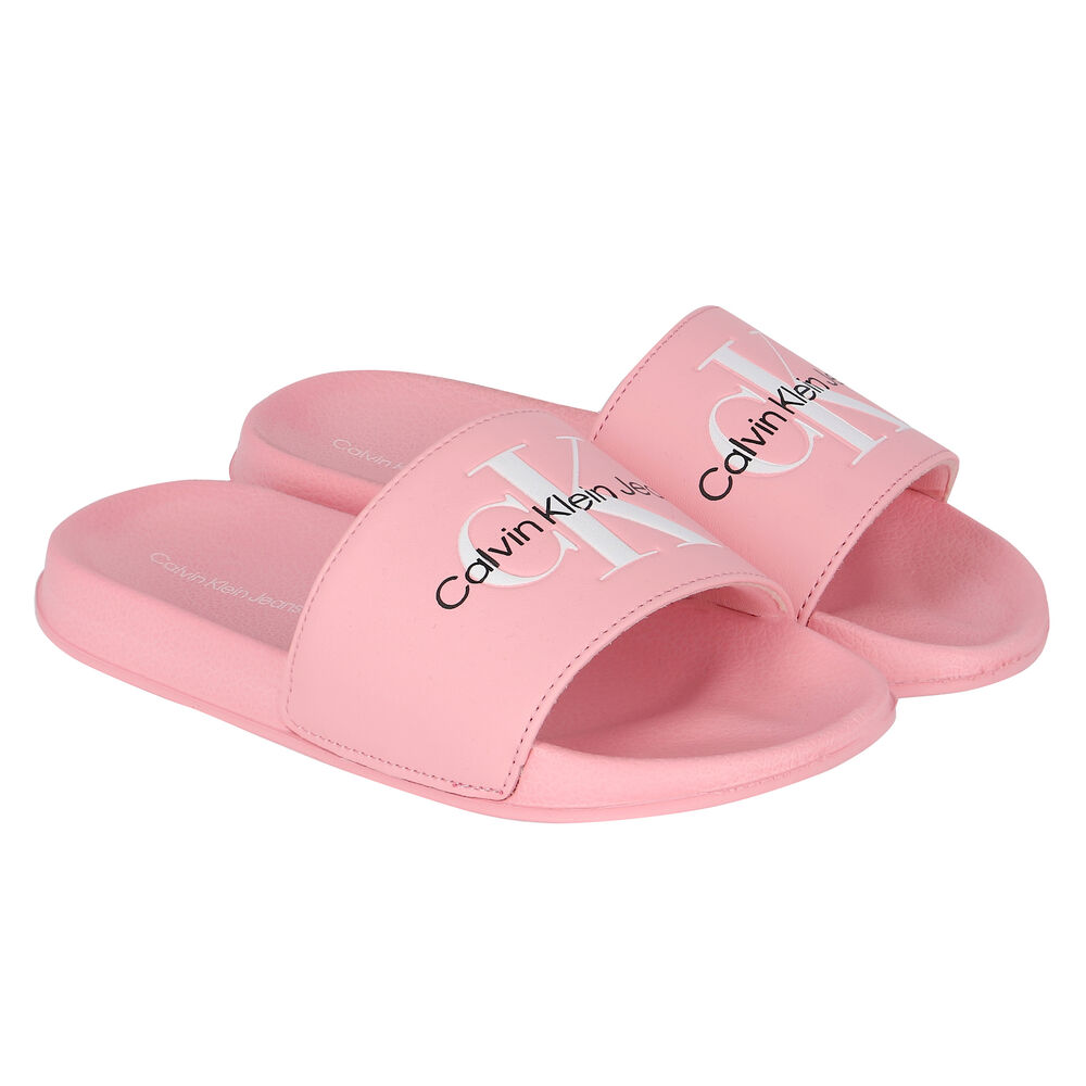 Calvin klein pink and white sliders clearance