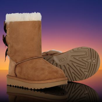 Younger Girls Beige Bailey Bow II Suede Boots
