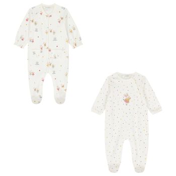 Baby Girls Ivory Babygrows ( 2-Pack )
