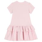 Girls Pink & Beige Bow Logo Dress, 3, hi-res
