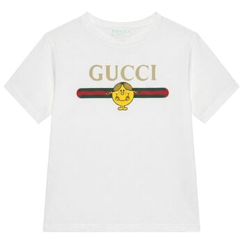 Girls White Web Striped T-Shirt