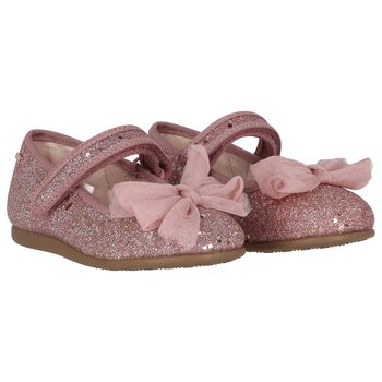 Younger Girls Rose Gold Bow Shoes