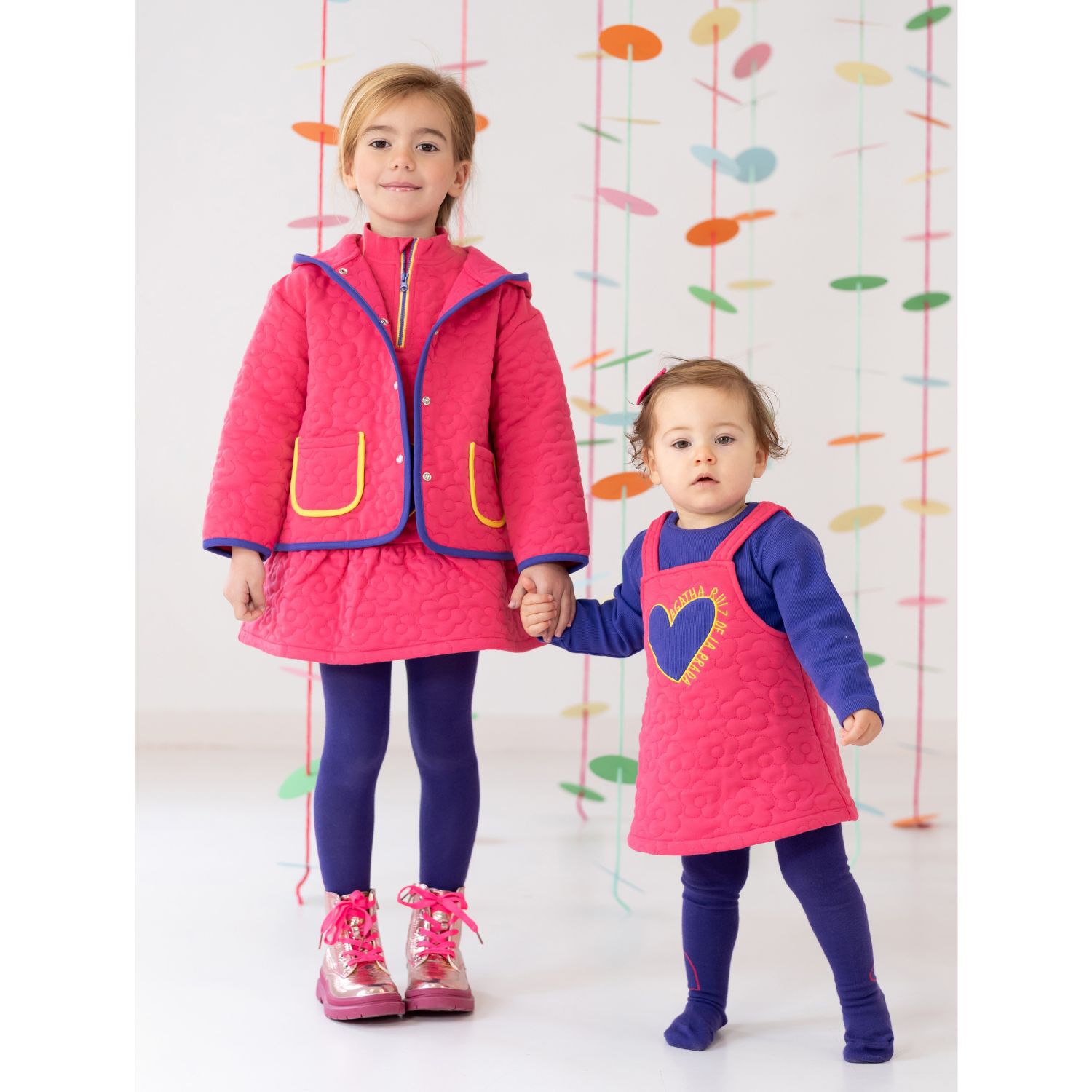 Girls Purple & Pink Heart Dress Set, 1, hi-res image number null