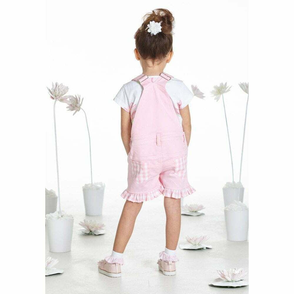 A Dee Girls Pink Waterlily Dungaree Set 