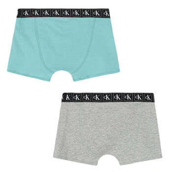 Boys Grey & Green Boxer Shorts (2-Pack)