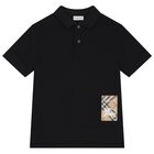 Boys Black Logo Polo Shirt, 1, hi-res