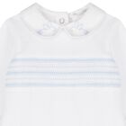 Baby Boys White & Blue Babygrow, 1, hi-res