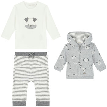 Baby Boys Grey & White 3 Piece Tracksuit