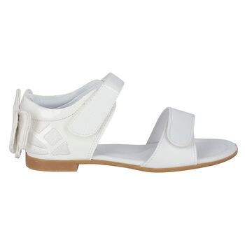 Girls White Bow Sandals