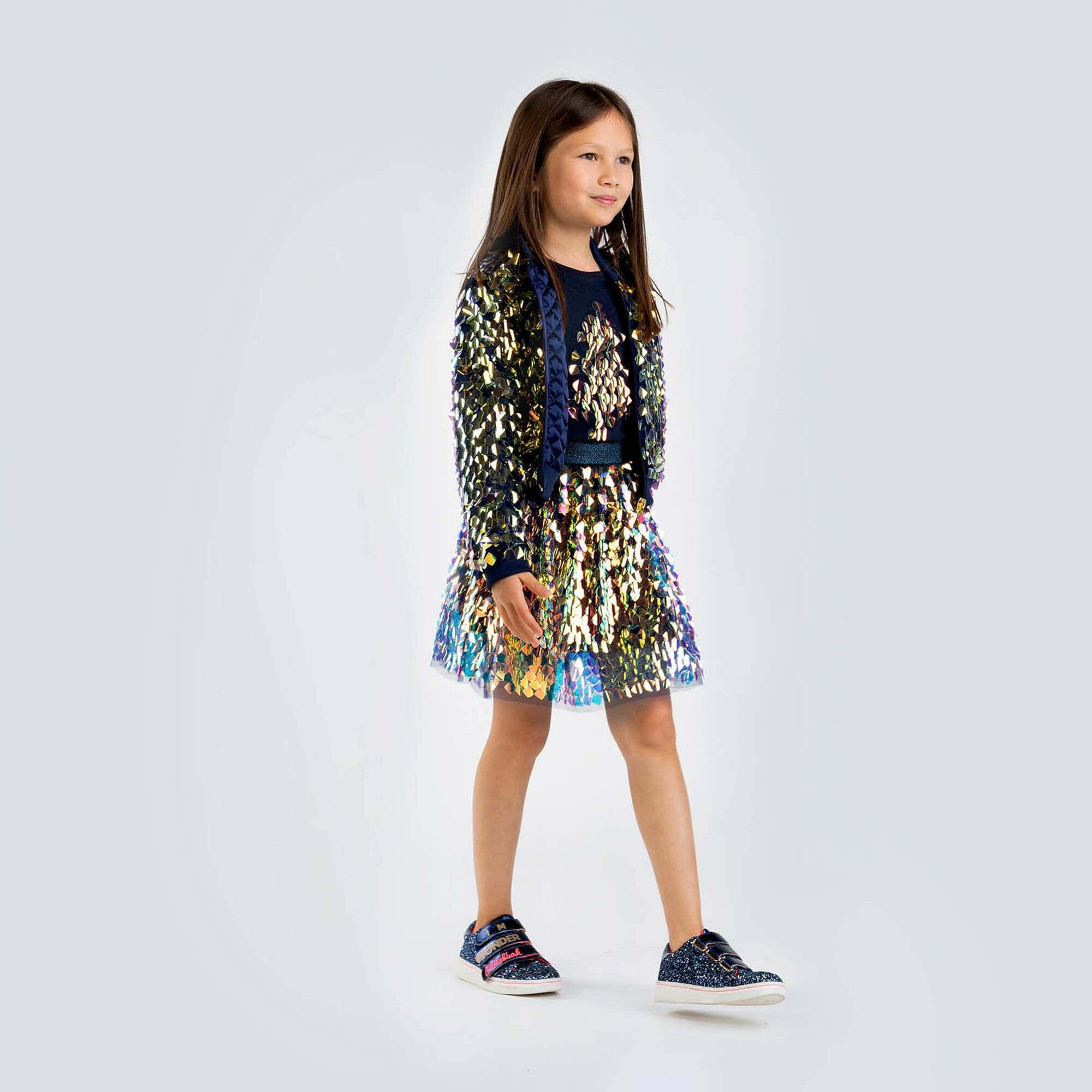 BILLIEBLUSH Girls Iridescent Embellished Sequin Jacket Junior