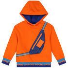 Boys Orange Logo Hooded Top, 1, hi-res