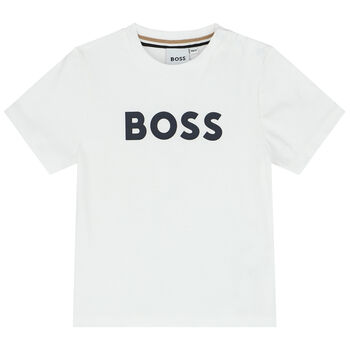Younger Boys White Logo T-Shirt