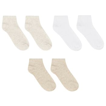 Boys Beige & White Socks (3 Pack) 