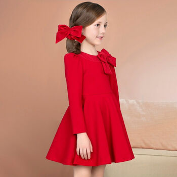 Girls Red Bow Dress