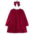 Girls Red Sparkle Velvet Dress Set, 2, hi-res