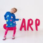 Girls Blue Heart Dress Set, 1, hi-res