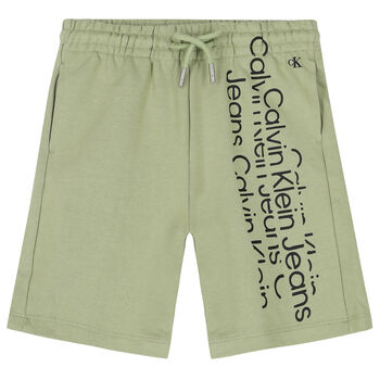 Boys Green Logo Shorts