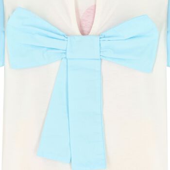 Girls Ivory & Blue Logo Top