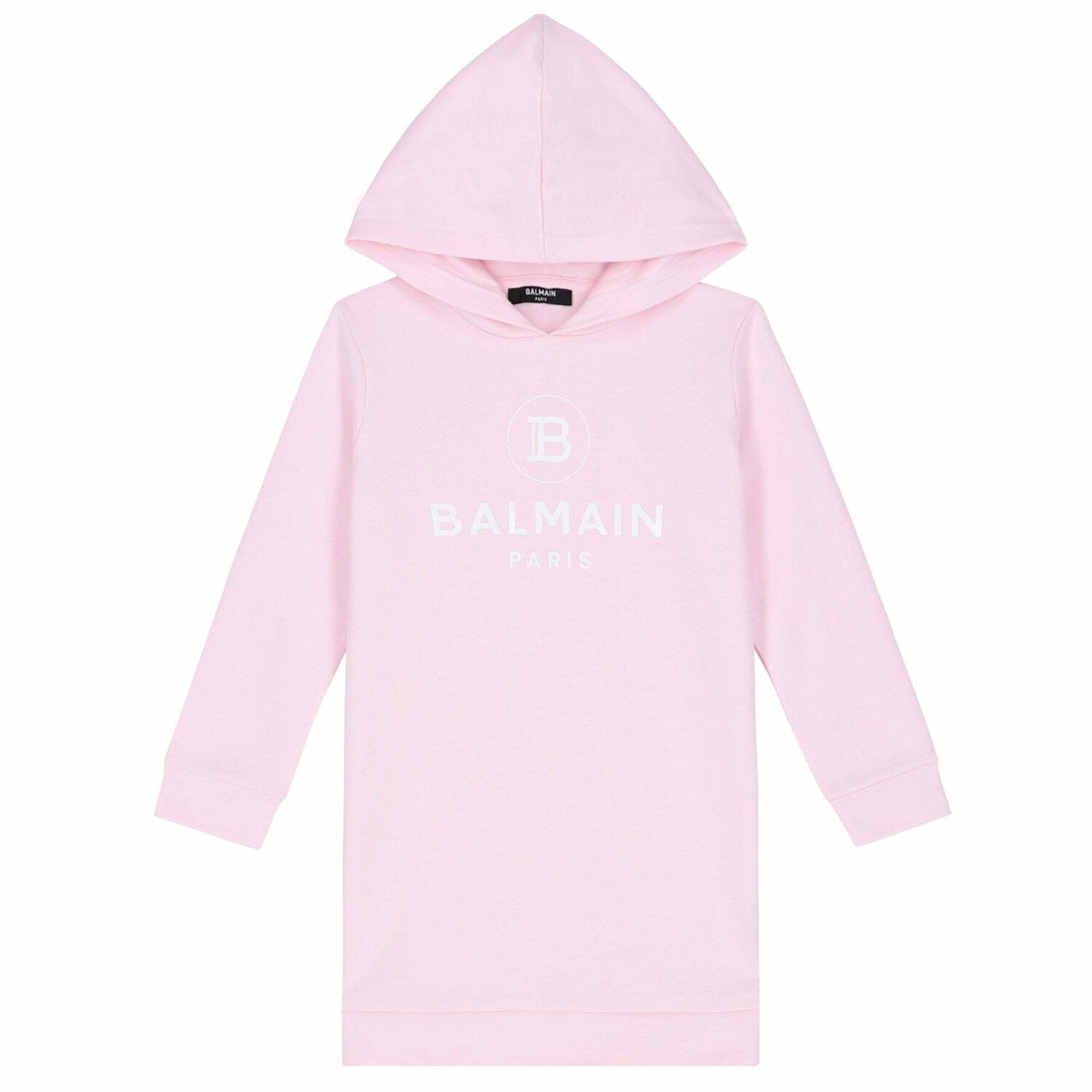 Girls Pink Hooded Logo Dress, 1, hi-res image number null