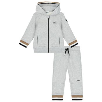 Younger Boys Grey Logo Tracksuit