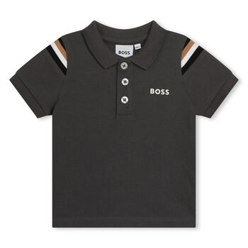 Younger Boys Grey Logo Polo Shirt