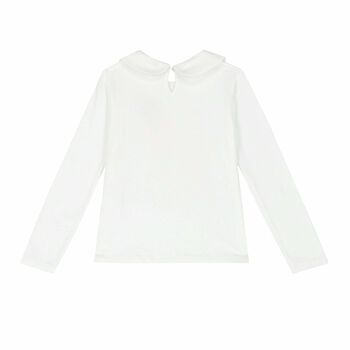 Girls White Printed Long Sleeve Top