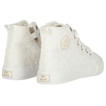 Girls White Flower Trainers