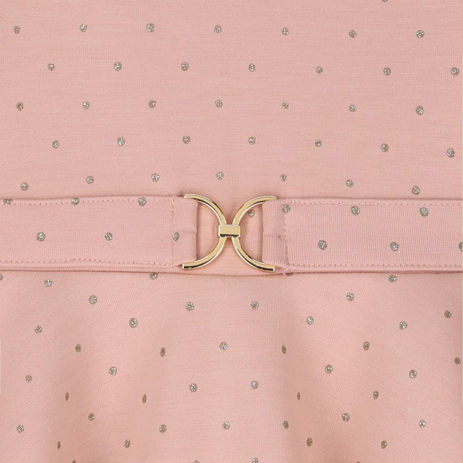 Younger Girls Pink & Gold Polka Dot Neoprene Dress, 1, hi-res