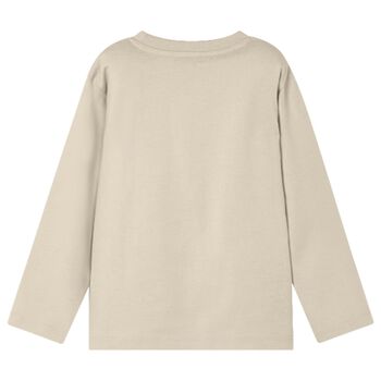 Boys Beige Wolf Long Sleeve Top