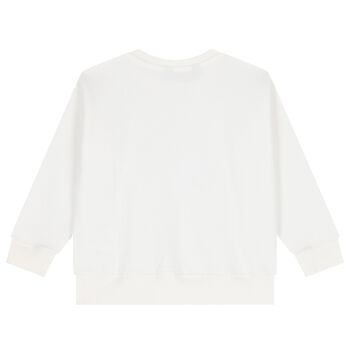 سويت شيرت بنات بطبعة دب باللون العاجي