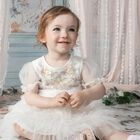 Baby Girls White Embellished Tulle Dress Set, 1, hi-res