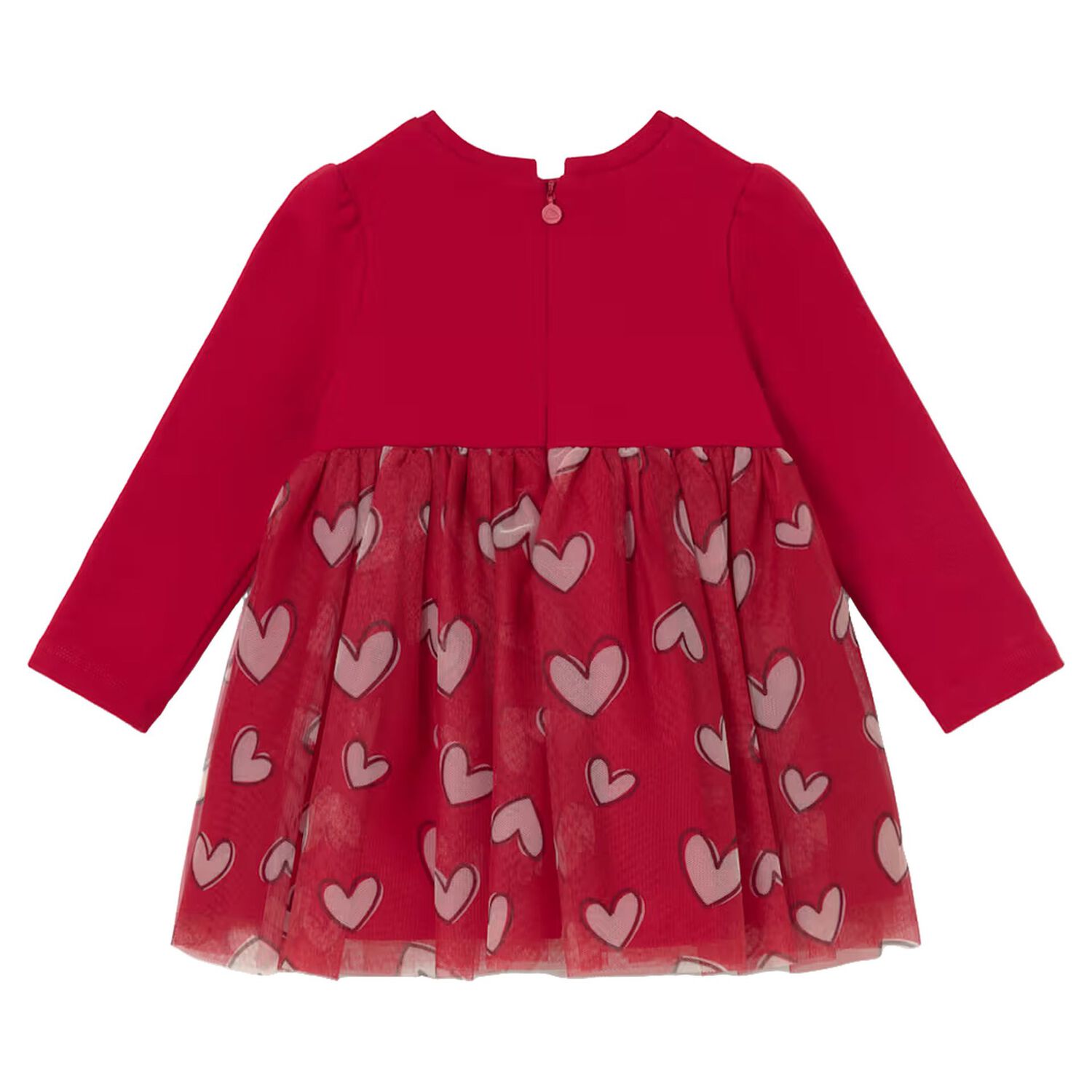 Younger Girls Red Heart Tulle Dress, 1, hi-res