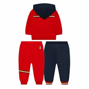 Younger Boys Red & Navy Blue 3 Piece Tracksuit Set