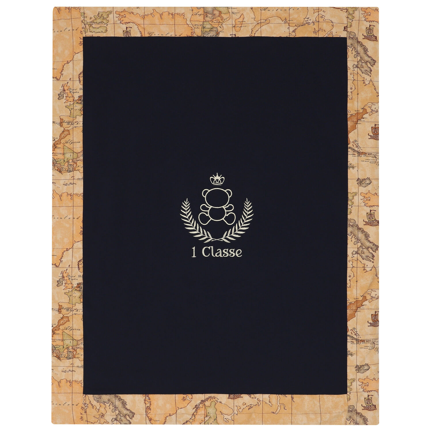 بطانية بشعار خريطة باللون الكحلي والبيج, 2, hi-res