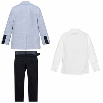 Boys Blue & White Suit Set (5 Piece)