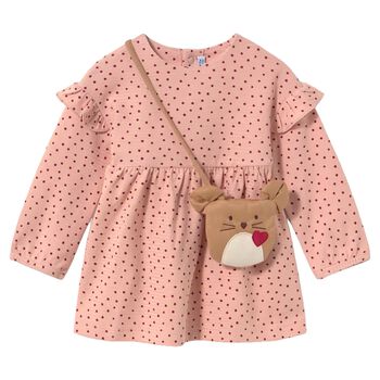 Younger Girls Pink Polka Dot Dress Set