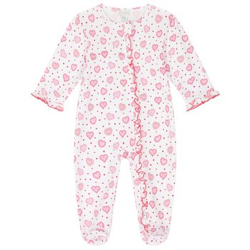 Baby Girls White & Red Hearts Babygrow