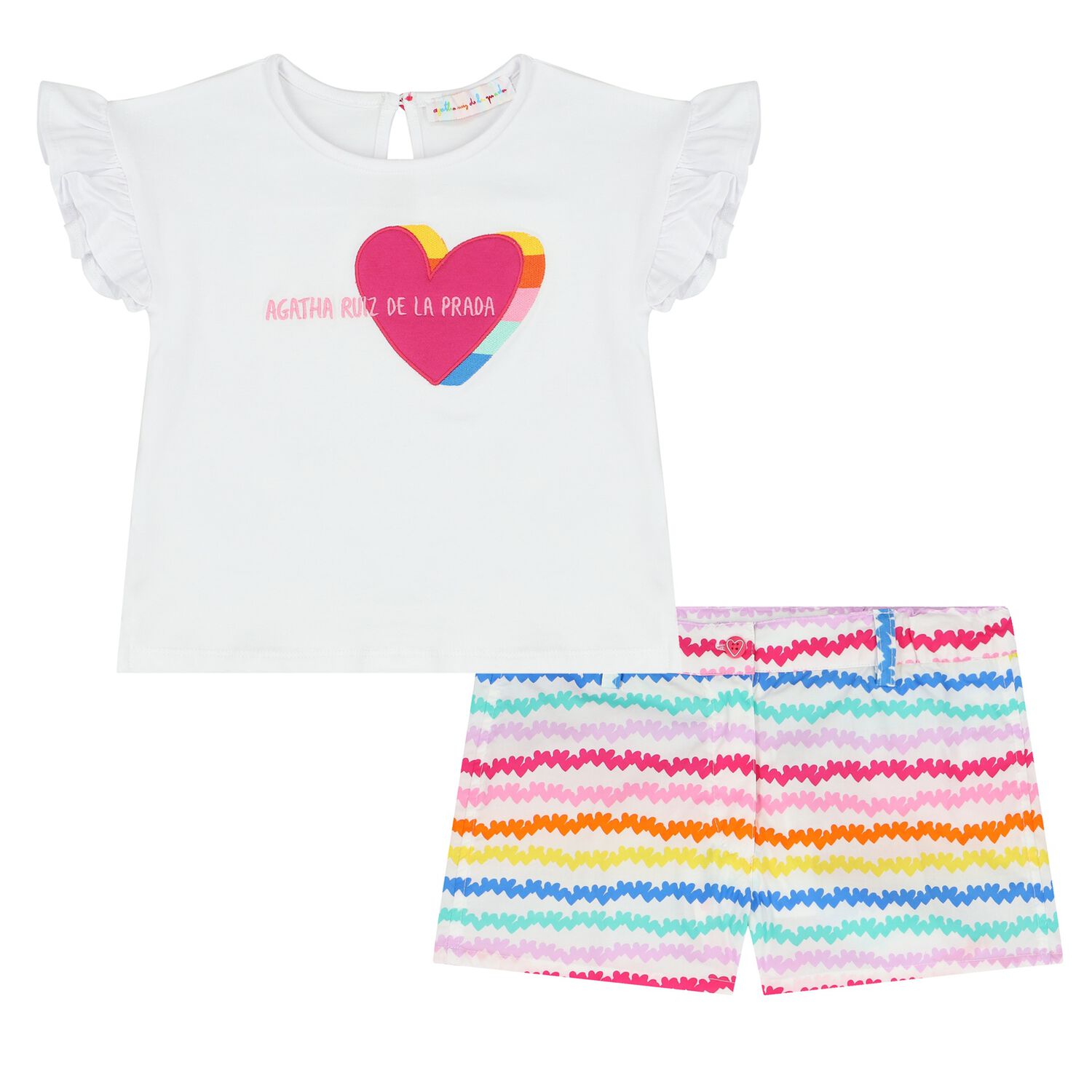 Girls White Logo Shorts Set, 1, hi-res image number null