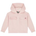 Girls Pink Logo Hooded Zip Up Top, 1, hi-res