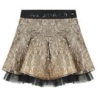 Girls Gold Logo Pleated Skirt, 1, hi-res