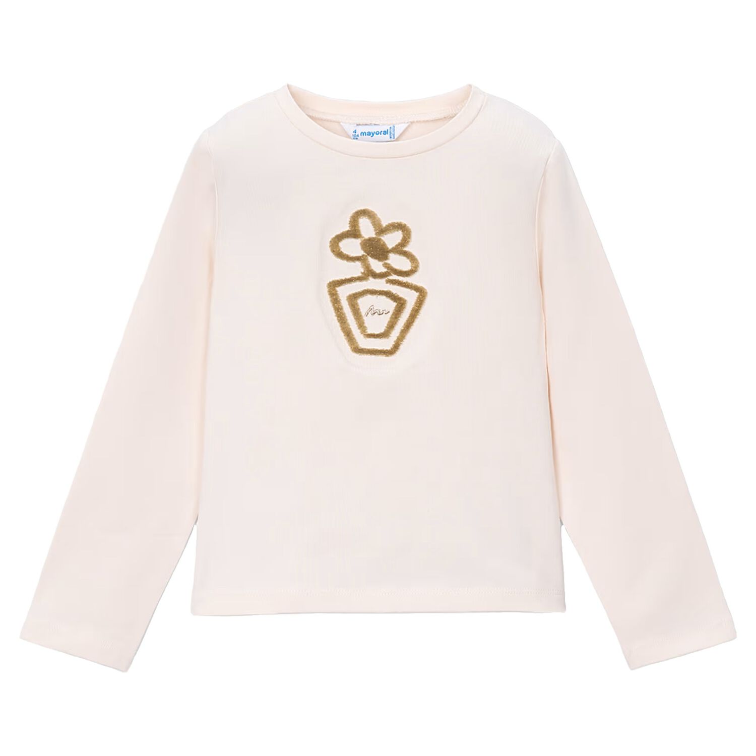 Girls Ivory Floral Long Sleeve Top, 3, hi-res