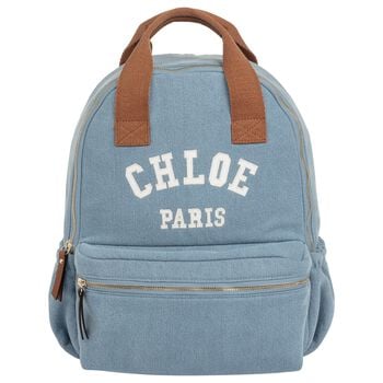 Girls Blue Logo Denim Backpack
